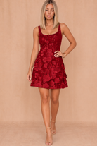 Celeste Berry 3D Floral Mini Dress