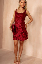 Celeste Berry 3D Floral Mini Dress