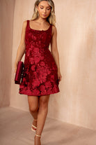 Celeste Berry 3D Floral Mini Dress