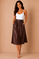 Chelsea Burgundy Faux Leather Skirt