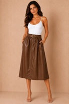 Chelsea Tan Faux Leather Skirt