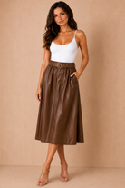 Chelsea Tan Faux Leather Skirt