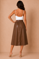 Chelsea Tan Faux Leather Skirt