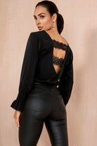 Cheyenne Black Crochet Detail Top
