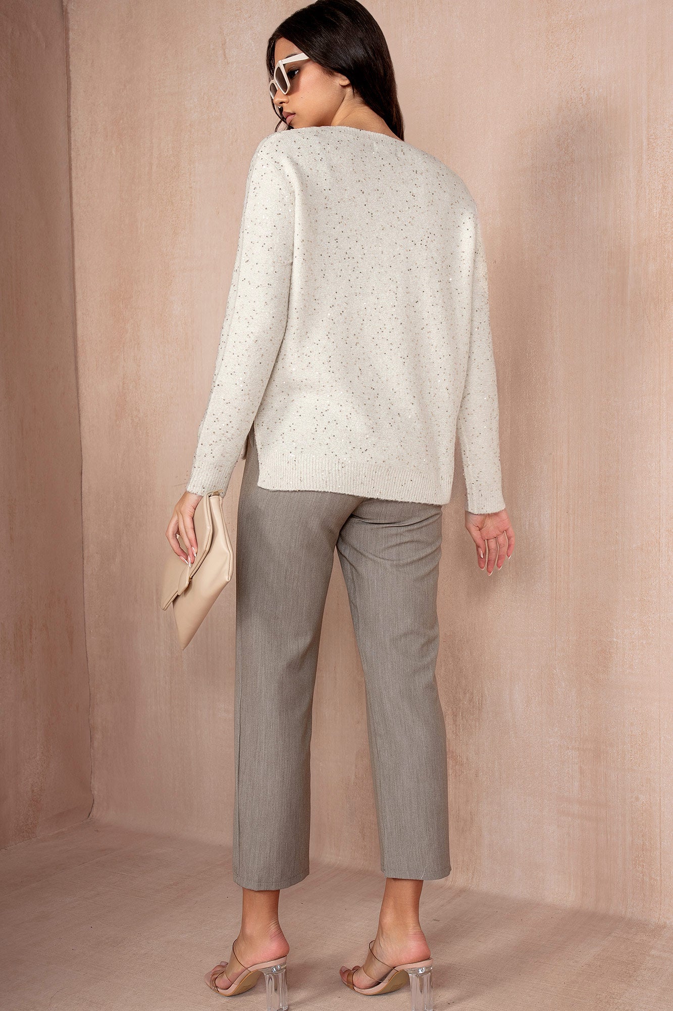 Chloe Cream Knit Sequin Jumper