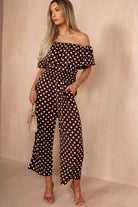 Ciara Chocolate Polka Dot Culotte Jumpsuit