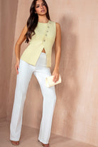 Ciara Yellow Asymmetric Button Waistcoat
