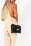 Cindy Black Quilted Faux Leather Bag