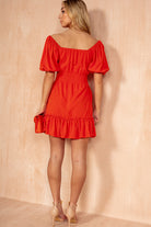 Cindy Burnt Orange Puff Sleeve Dress