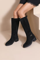 Claire Black Suedette Knee High Boots