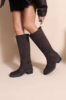 Claire Dark Brown Suedette Knee High Boots