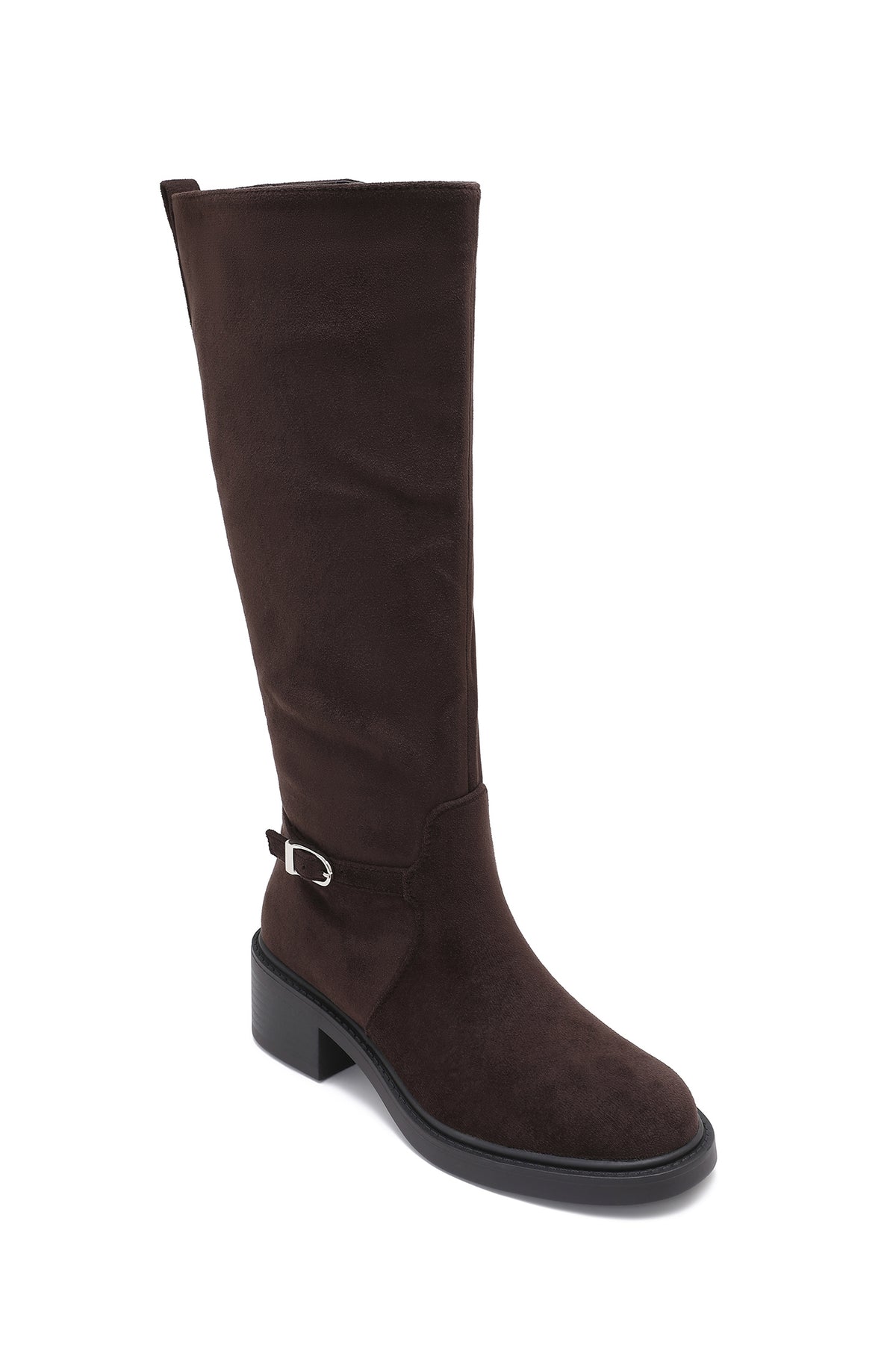 Claire Dark Brown Suedette Knee High Boots