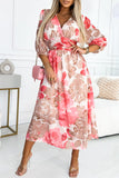 Claire Pink Chiffon Print Dress
