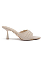 Clara Beige Suedette Heeled Mules