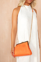 Claudia Neon Orange PU Detachable Chain Bag