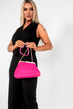 Claudia Neon Pink Faux Leather Pleated Bag