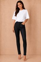 Cleo Black Wax Skinny Trousers