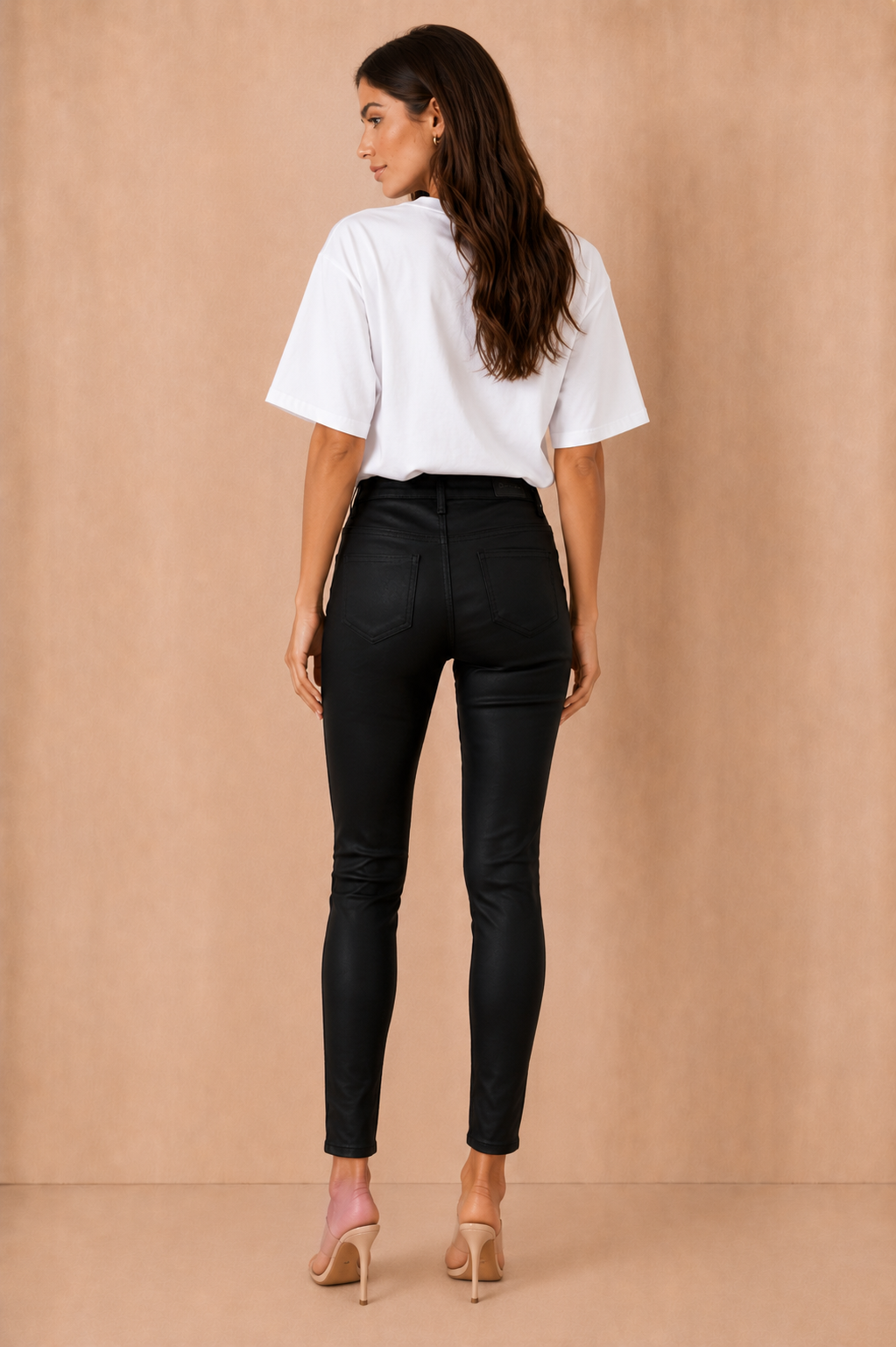 Cleo Black Wax Skinny Trousers