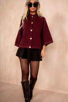 Colby Burgundy High Neck Cardigan