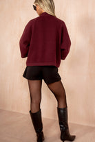 Colby Burgundy High Neck Cardigan