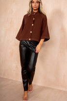 Colby Chocolate High Neck Cardigan