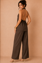 Colby Chocolate Sleeveless Halter Neck Top