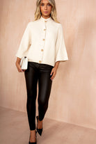 Colby Cream High Neck Cardigan