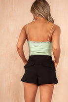 Colleen Sage Lace Trim Bodysuit - Vavavoom.ie