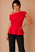 Connie Red Peplum Top