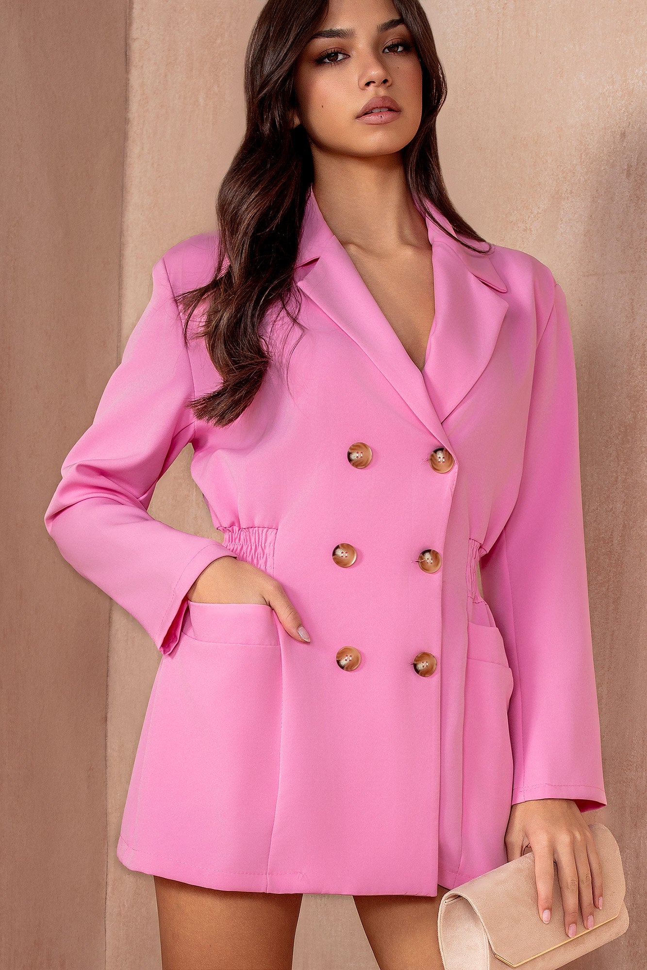 Cora Pink Pocket Blazer Dress
