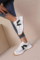 Cora White and Black PU Chunky Trainers