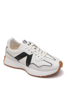 Cora White and Black PU Chunky Trainers