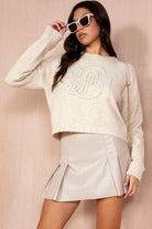 Daelyn Cream Leather Look Skirt