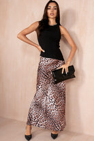 Dahlia Leopard Print Satin Skirt