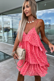 Dahlia Coral Floral Tiered Dress