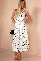 Dakota Cream Polka Dot Halter Neck Midi Dress