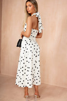 Dakota Cream Polka Dot Halter Neck Midi Dress