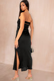 Danetta Black Satin Bandeau Dress