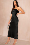 Danetta Black Satin Bandeau Dress