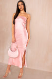 Danetta Pale Pink Satin Bandeau Dress