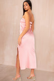 Danetta Pale Pink Satin Bandeau Dress