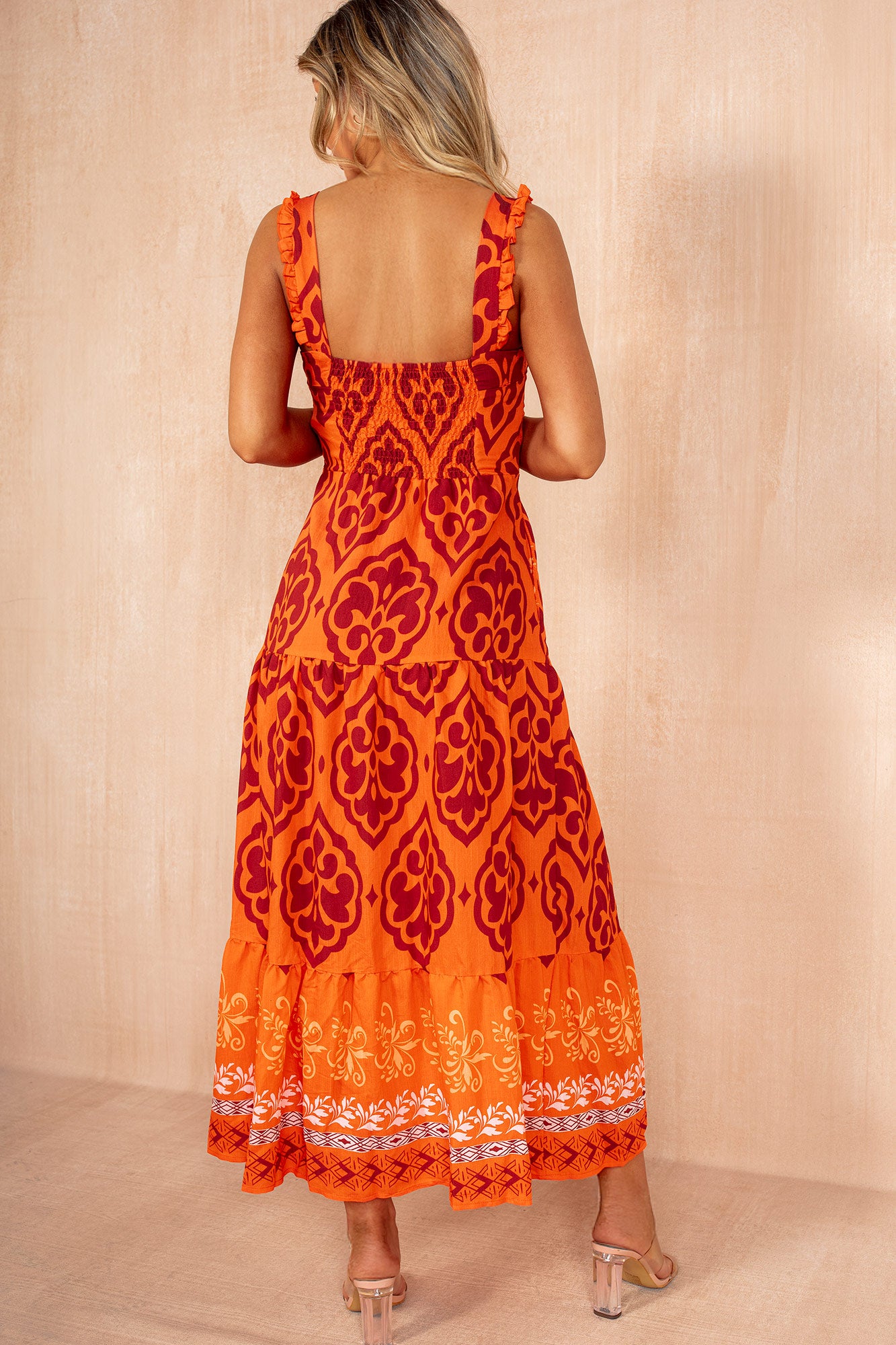 Danica Orange Boho Print Smock Dress – Vavavoom.ie
