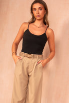 Daniela Black Slinky Scoop Neck Top