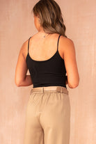 Daniela Black Slinky Scoop Neck Top