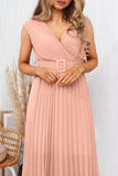 Danielle Peach Chiffon Pleated Dress