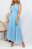 Danielle Powder Blue Chiffon Pleated Dress