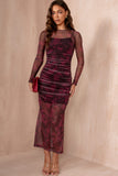 Danita Plum Mesh Print Dress