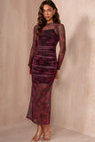 Danita Plum Mesh Print Dress