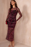 Danita Plum Mesh Print Dress