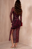 Danita Plum Mesh Print Dress